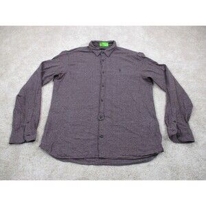 AllSaints Shirt Mens Large L Red White Cotton Houndstooth Casual Button Up